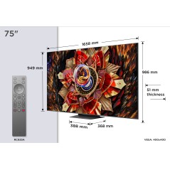 TCL 75C9K TV 75 4K Ultra HD Sort